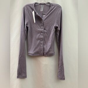 Outdoor Voices Cozy Rib Cropped Cardigan Earl Grey XS